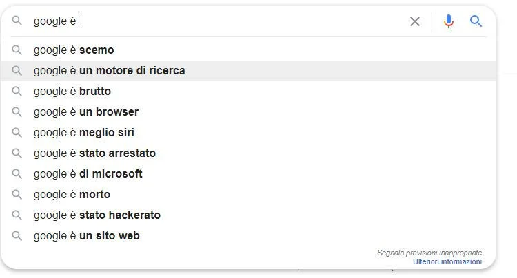 Google Suggest - Ricerche da cancellare