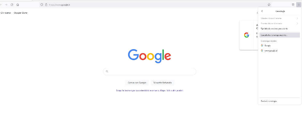 Cancellare cronologia Firefox